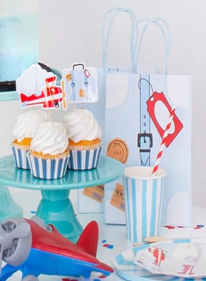 Pooka Airplane Cupcake Toppers (Set of 12) - Airplane Party Decorations for Kids | Transportation Birthday Supplies | Airplane Picks for Cupcakes, Treats & Cakes - Image 3